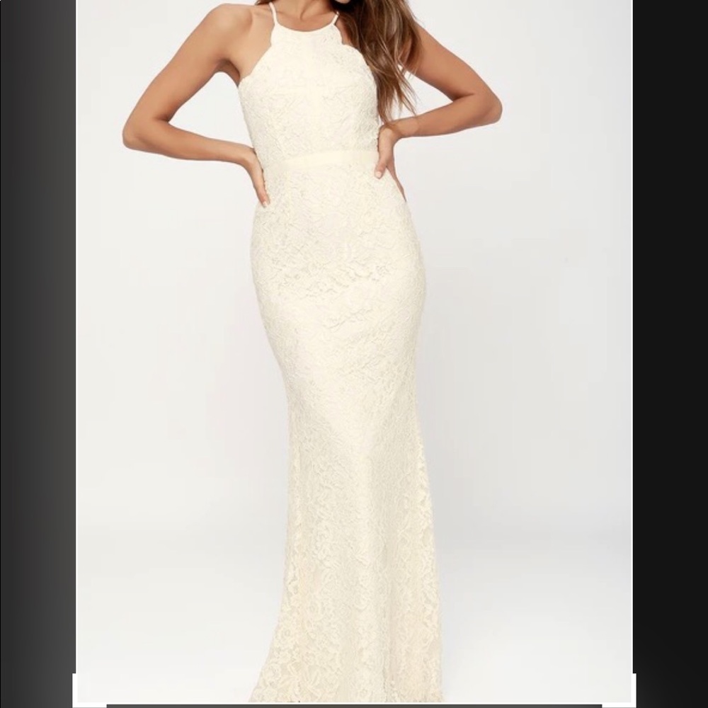 Lulus Zenith Cream Lace Maxi